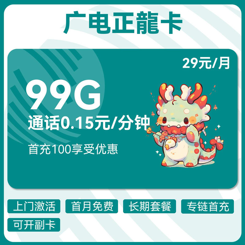 广电正龍卡29元99G通用+0.15元/分钟